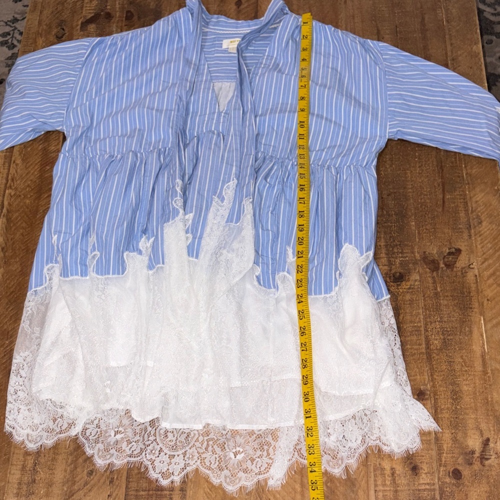 Anthropologie Maeve V-Neck Ombre Lace Mini Shirt Dress NWOT - Picture 16 of 17